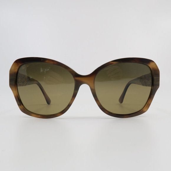 Maui Jim MJ530-93 SWAYING PALMS Brown Stripes/Bronze 24K Gold Deluxe Sunglasses. - Picture 2 of 8